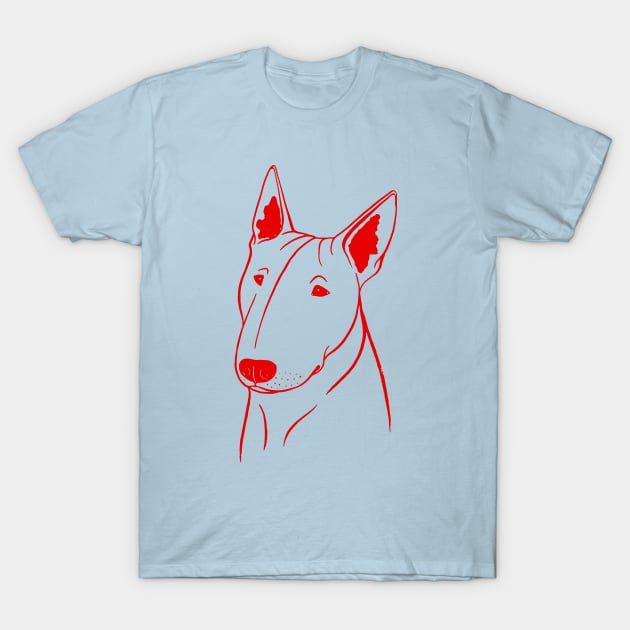 Bull Terrier (Light Blue and Red) T-Shirt by illucalliart